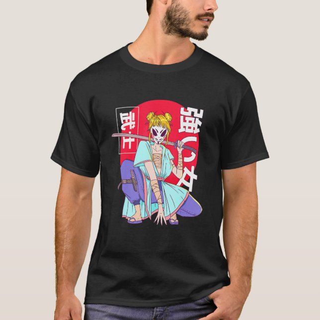 Camiseta Kanji Japonês Samurai Ninja Rapariga Design (Frente)