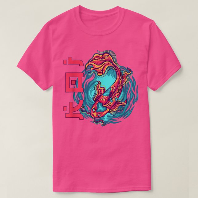 Camiseta Kanji Koi Carp Japonês Font Fire Koi (Frente do Design)