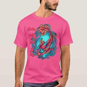 Camiseta Kanji Koi Carp Japonês Font Fire Koi