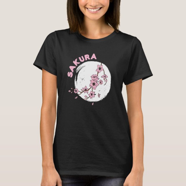 Camiseta Kanji Sakura Japanese Cherry Flower Blossom Pink S (Frente)