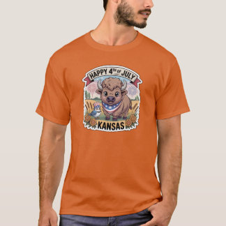 Camiseta Kansas 4 de Julho Western Meadowlark Sunflower St