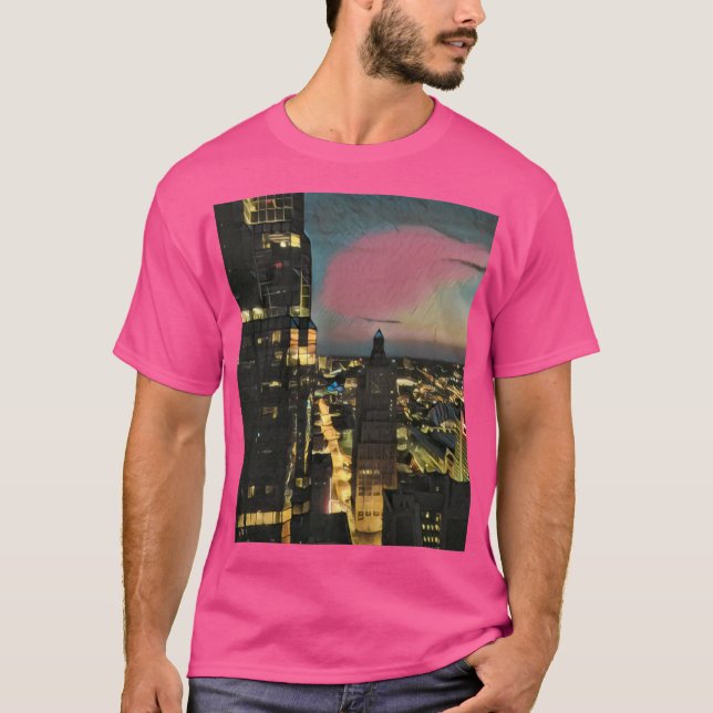 Camiseta Kansas City Skyline Em Dusk (Frente)