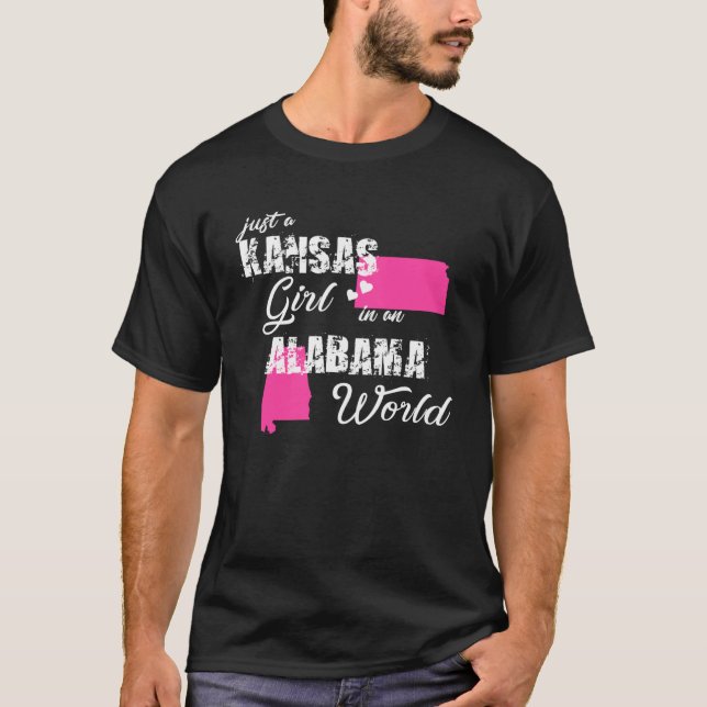 Camiseta Kansas é uma garota do Kansas no Alabama (Frente)