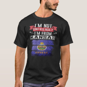 Camiseta Kansas Flag Não sou amigável. Sou de Kansas Bac.