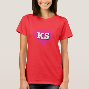 Camiseta Kansas Hot Pink Heart - Eu amo KS