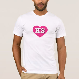 Camiseta Kansas Hot Pink Heart - Eu amo KS