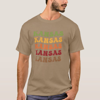 Camiseta Kansas Retro Vintage Wavy Text