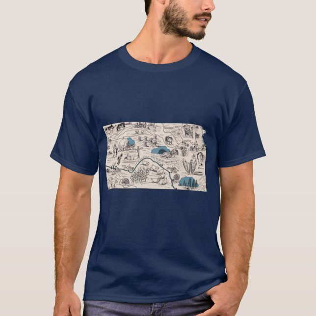 Camiseta Kansas Vintage Picture Map (Frente)