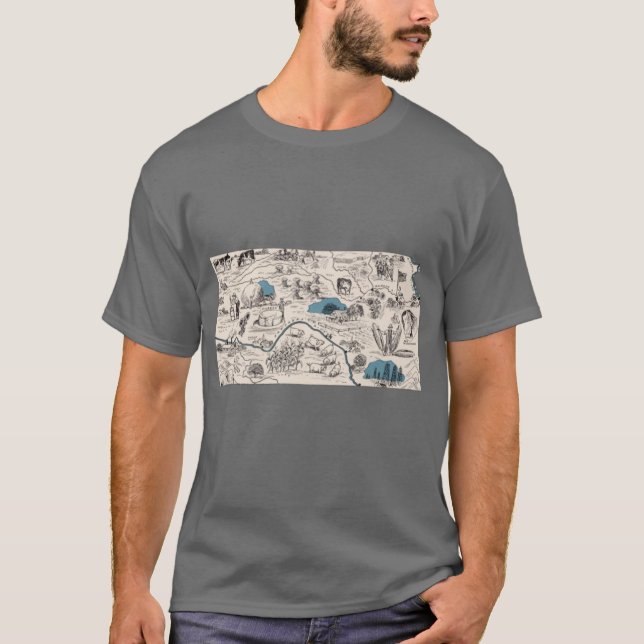 Camiseta Kansas Vintage Picture Map Oversized (Frente)