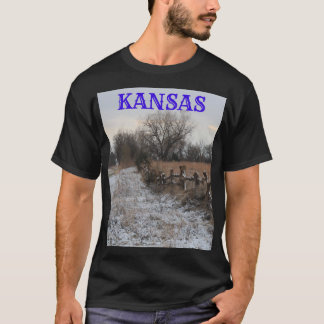 Camiseta Kansas Wooden Fence with Snow T-Shirt