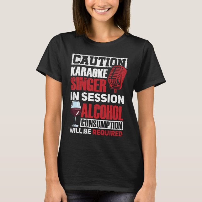 Camiseta Karaoke Cantando Microfone Karaoke Singer em Sessi (Frente)