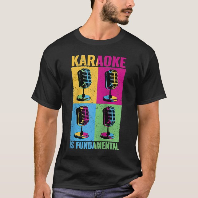 Camiseta Karaoke é música colorida fundamental para microfo (Frente)