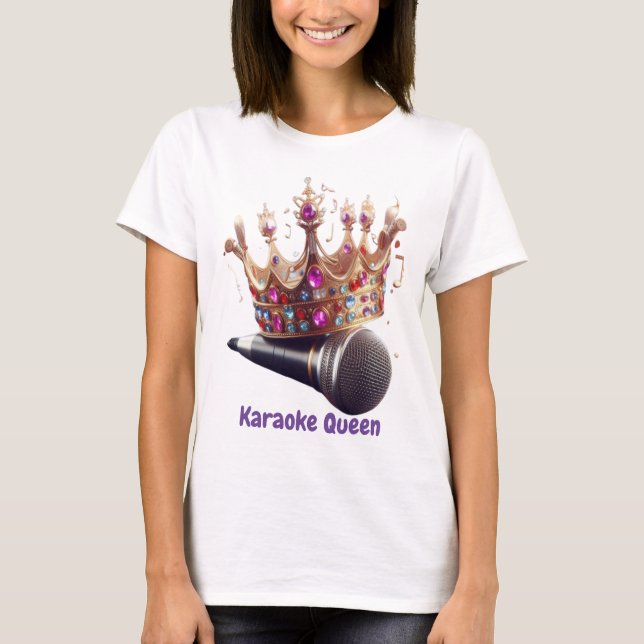 Camiseta Karaoke Queen Crown e Microfone T-Shirt (Frente)