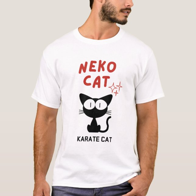 CAMISETA KARATE CAT BLACK CAT NEKO (Frente)