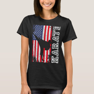 Camiseta Karate Clássico Bandeira dos EUA 4 de Julho Patrió