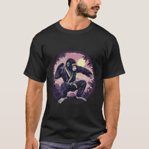 Camiseta Karate Clássico do Macaco Natureza Lua MMA Kickbox