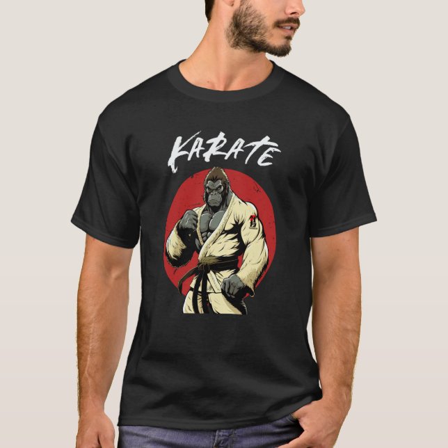 Camiseta Karate Clássico Gorila Karateka Meninos e Meninas  (Frente)