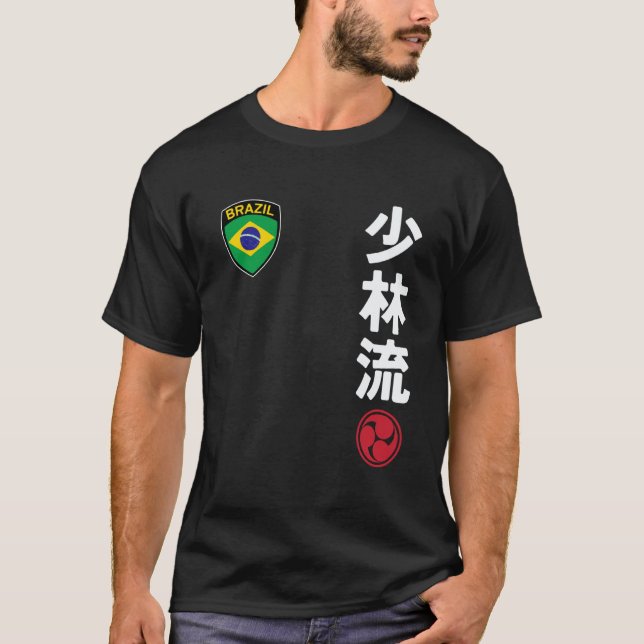 Camiseta Karate de Equipe Clássico Shorin Ryu Bandeira do B (Frente)