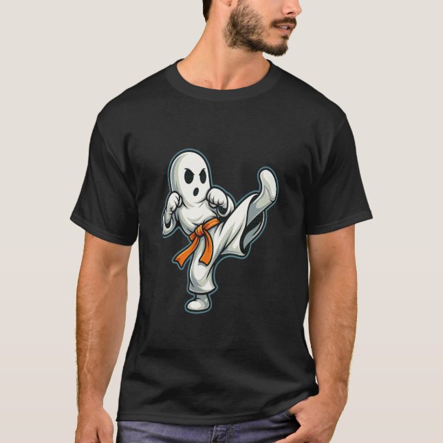 Camiseta Karate do Fantasma do Halloween (Frente)
