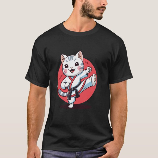 Camiseta Karate e um Gato (Frente)