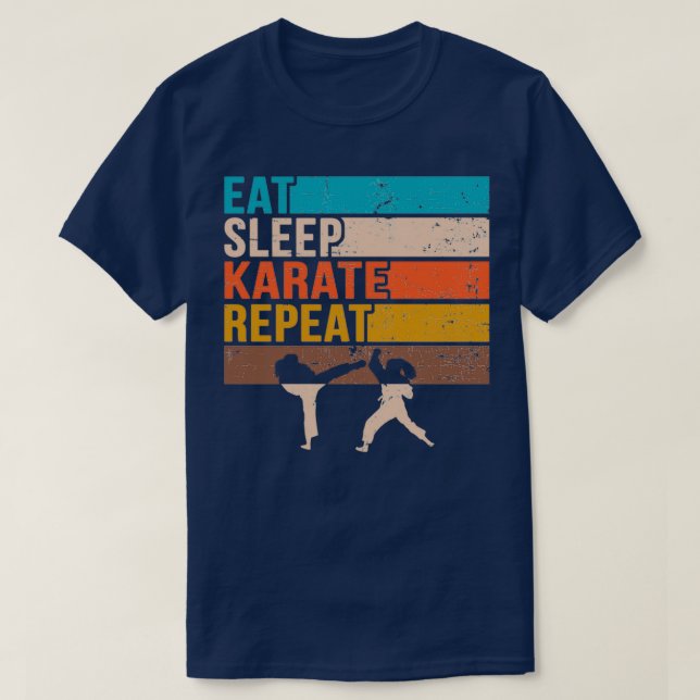 Camiseta karate eat sleep repeat (Frente do Design)