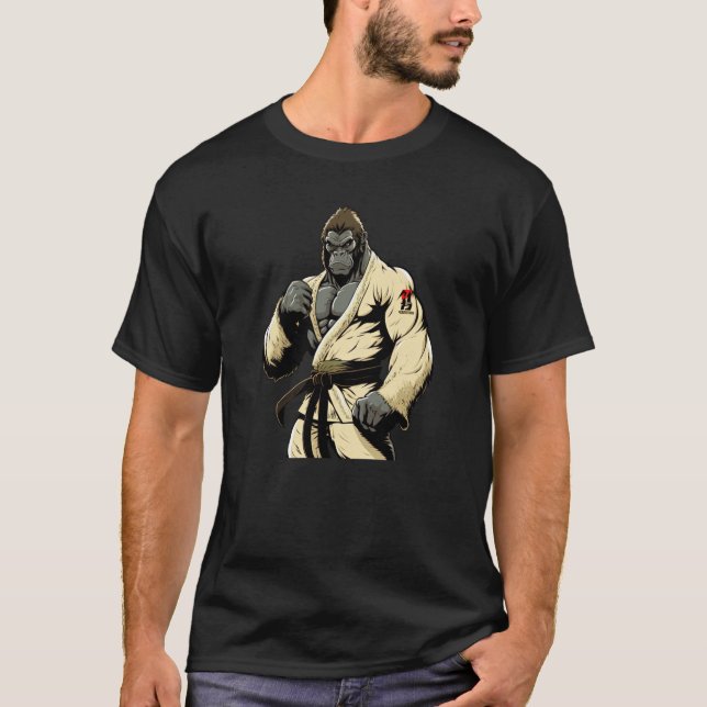 Camiseta Karate Gorilla em Keikogi - Japonês Karateka Goril (Frente)