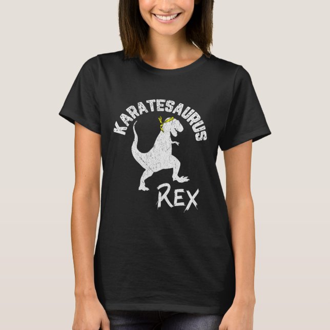 Camiseta Karate Karatesaurus Rex Dinosaur Funny Martial Art (Frente)