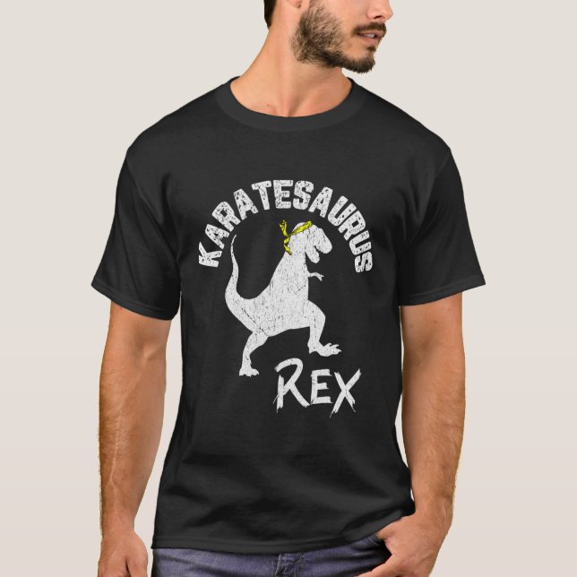 Camiseta Karate Karatesaurus Rex Dinossaur Engraçado Arte M (Frente)