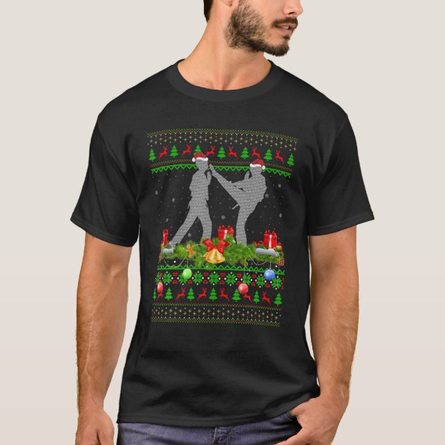 Camiseta Karate Martial Lover Xmas Papais noeis Ugly Karate (Frente)
