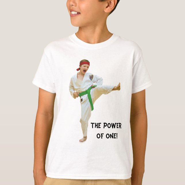 Camiseta Karaté que retrocede, cinto verde, customizável, T (Frente)