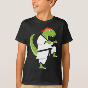 Camiseta Karate T-rex Legal Bonito Lutador Dinossauro Hallo