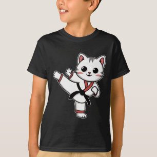 Camiseta Karate Taekwondo Funny Cat Jiu Jitsu Mulheres Meni