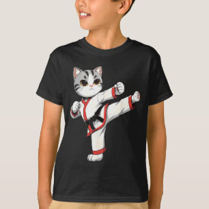 Camiseta Karate Taekwondo Gato Engraçado Jiu Jitsu Mulheres