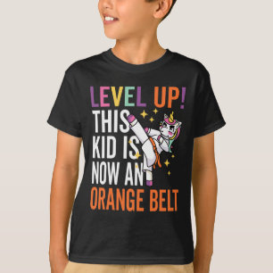 Camiseta Karate Uniform Unicorn Level Up Orange Belt Prêmio