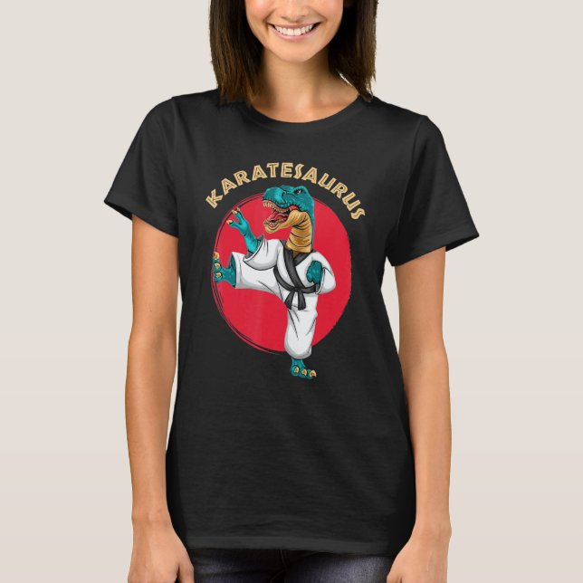 Camiseta Karatesaurus Clássico Dinossauro de Karate (Frente)