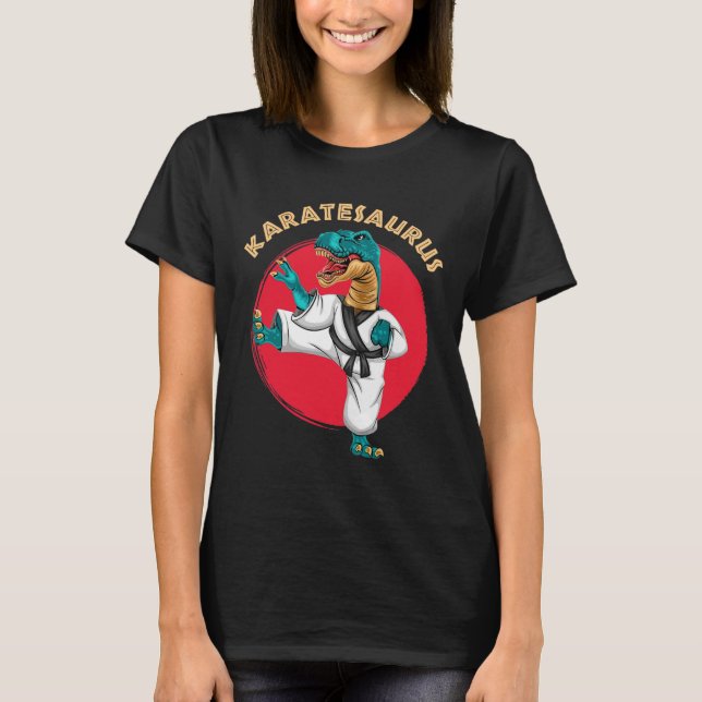 Camiseta Karatesaurus Dinossauro de Karatê Engraçado  (Frente)