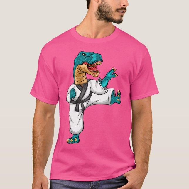 Camiseta Karatesaurus Karate Para Crianças Dinossaur Dino M (Frente)