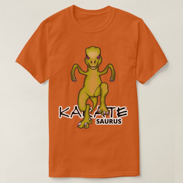 Camiseta Karatesaurus Raptor Crane Kick Funny Dino Karate (Frente do Design)