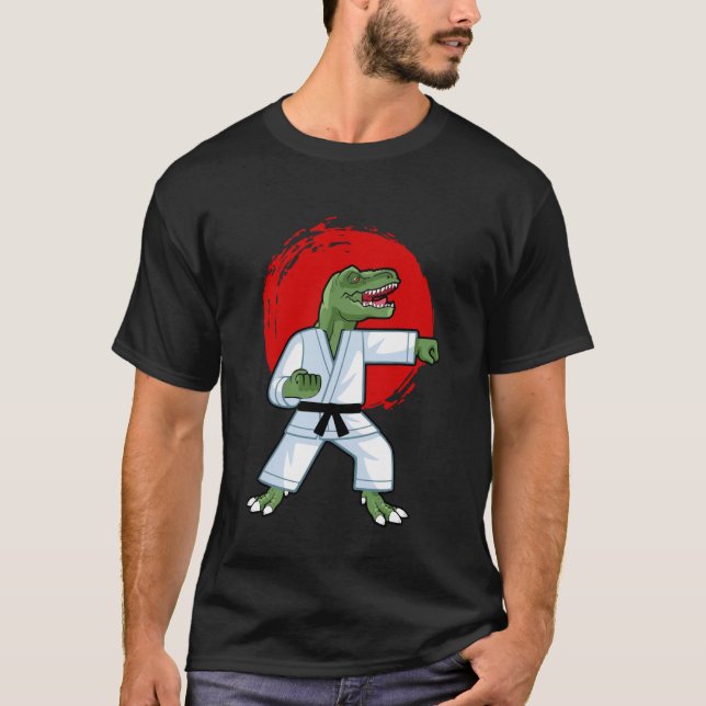 Camiseta Karatesaurus T rex Karatê Dinossauro Engraçado Kar (Frente)
