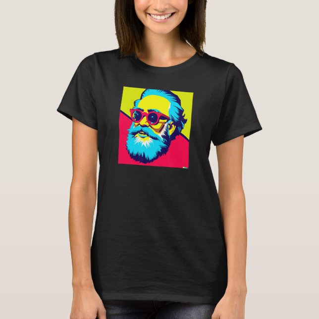 Camiseta Karl Marx com óculos de sol Pop Retrato de arte da (Frente)