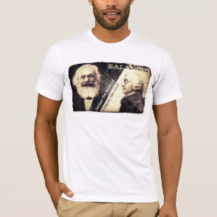 Camiseta Karl Marx v Adam Smith, a dúzia de palavras atrás