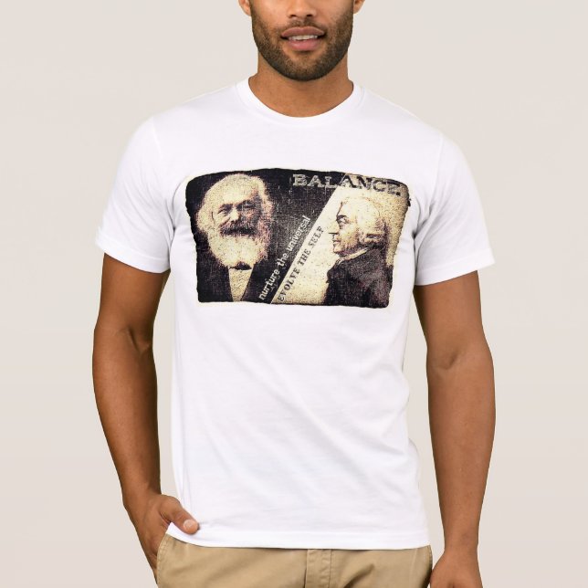 Camiseta Karl Marx v Adam Smith, a dúzia de palavras atrás (Frente)