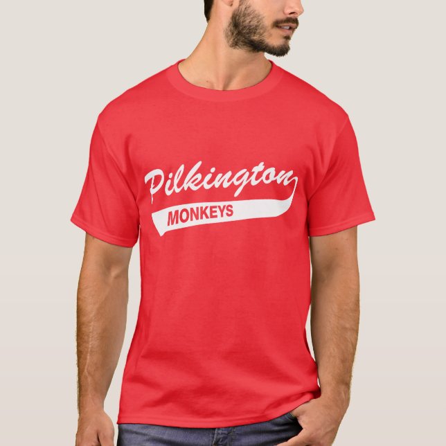Camiseta Karl Pilkington Monkeys o t-shirt vermelho (Frente)