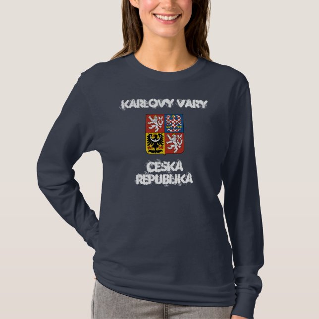 Camiseta Karlovy Vary, República Checa com casaco de armas (Frente)