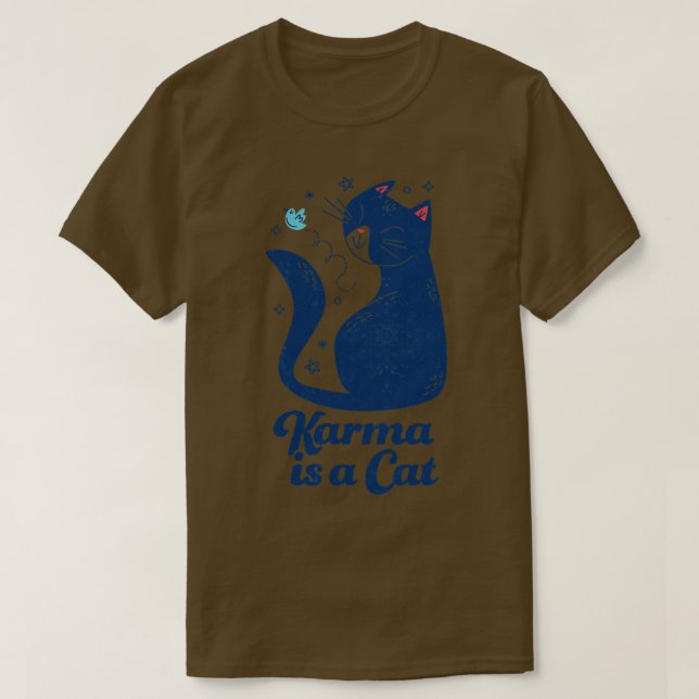 Camiseta Karma é um Cat Retro (Frente do Design)