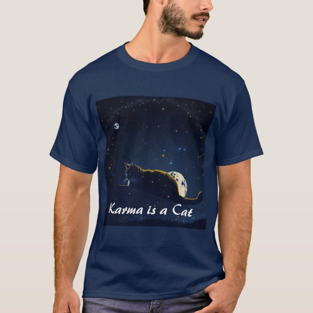 Camiseta Karma é um gato roncando no meu colo (Frente)