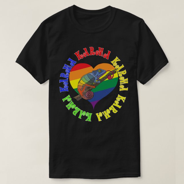 Camiseta Karma Karma Rainbow Chameleon Heart (Frente do Design)