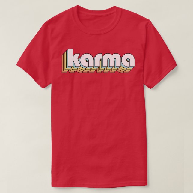 Camiseta Karma Retro Rainbow Tipografia Estilo Esmaecido (Frente do Design)