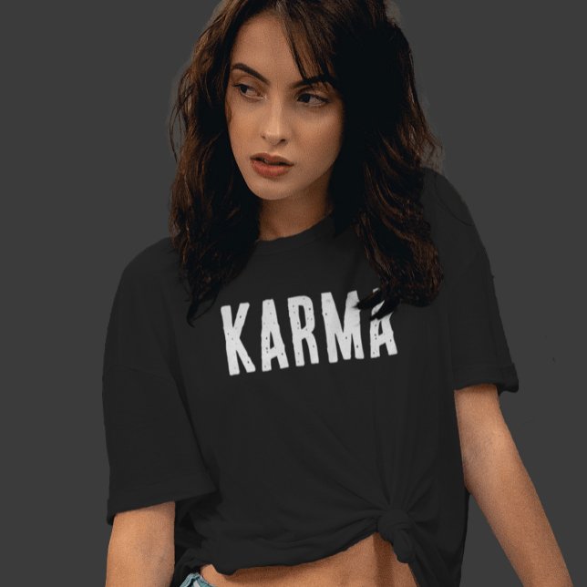 Camiseta Karma White Text T-Shirt (Criador carregado)
