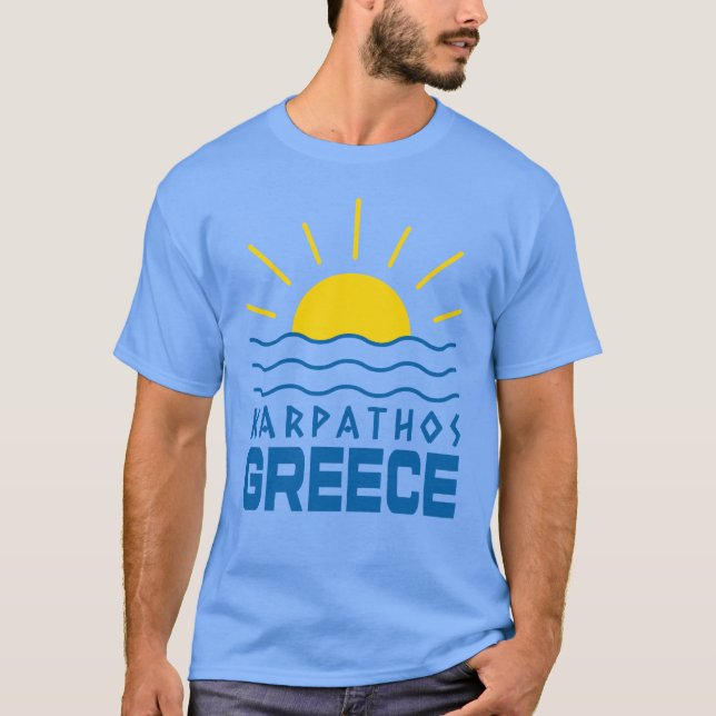 Camiseta Karpathos Grécia Sunshine and Sea Men's Blue (Frente)